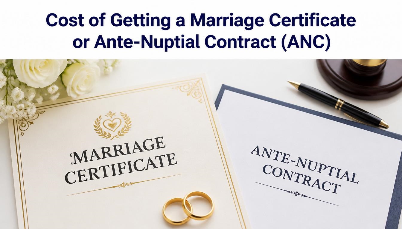 Cost of Getting a Marriage Certificate or Ante-Nuptial Contract (ANC) The Complete South African Guide to Marriage Certificate & Ante-Nuptial Contract (ANC) Costs