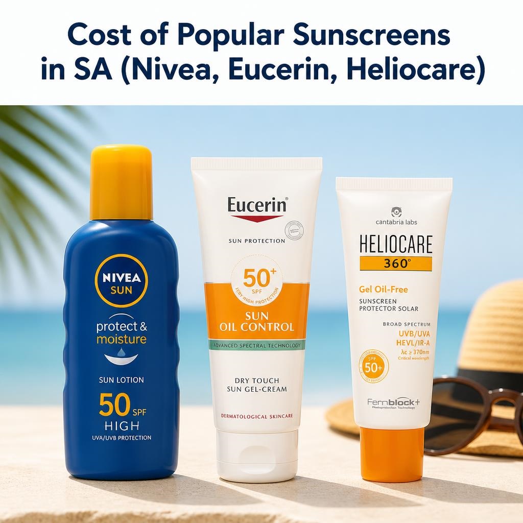 Cost of Popular Sunscreens in SA (Nivea, Eucerin, Heliocare) Cost of Popular Sunscreens in SA (Nivea, Eucerin, Heliocare)