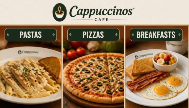 Cappuccinos Menu Prices (Pastas, Pizzas, Breakfasts)