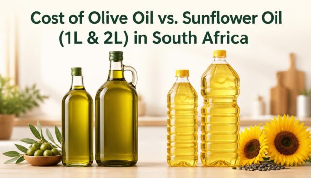 Cost of Olive Oil vs. Sunflower Oil (1L & 2L) in South Africa