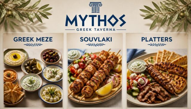 Mythos Menu Prices (Greek Meze, Souvlaki, Platters)