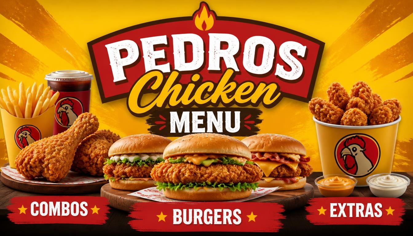 Pedros Chicken Menu with Prices: Combos, Burgers & Extras