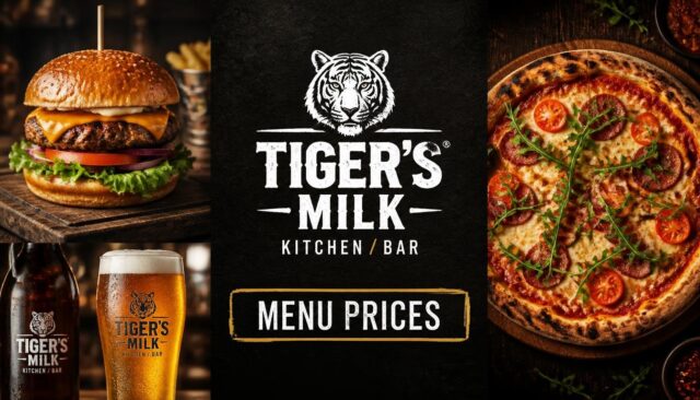 Tiger’s Milk Menu Prices (Artisanal Burgers, Craft Beer, Pizza)