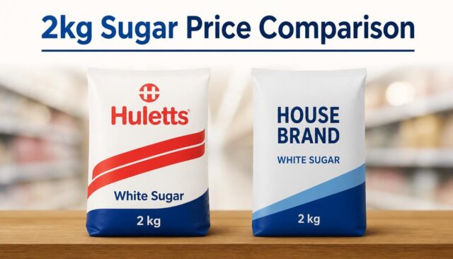 2kg Sugar Price Comparison (Huletts vs House Brands). 2kg Sugar Price Comparison (Huletts vs House Brands).