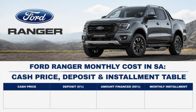 Act as an expert South African automotive market analyst and senior financial writer for https://pricesinsouthafrica.co.za/. Create a comprehensive, AdSense-compliant, and SEO-optimized guide titled: "Ford Ranger Monthly Cost in SA: Cash Price, Deposit & Installment Table (2026)" --- ### Key Requirements & AdSense / Google 2026 Guidelines: 1. **E-E-A-T Focus:** Provide original analysis, realistic financial calculations, and actionable advice. Tone must be authoritative, transparent, and user-centric. 2. **Formatting & Structure:** Use clear H2 and H3 headings, bold key metrics, bullet points, and clean Markdown tables for maximum scannability. 3. **South African Context:** All pricing must be in South African Rands (ZAR / R), referencing standard South African vehicle finance terms (e.g., National Credit Act regulations, prime interest rate context, balloon payments, insurance, and fuel estimates). --- ### Article Outline & Content Structure: #### 1. Introduction - Brief overview of the Ford Ranger's popularity in South Africa (Double Cab, Super Cab, Single Cab variants like XL, XLT, Wildtrak, Raptor). - Explain why looking at cash price alone is misleading and why understanding total monthly cost (installment + insurance + fuel + maintenance) is essential. #### 2. Overview of Ford Ranger Pricing in South Africa (2026) - Provide estimated starting cash prices (ZAR) across major trim levels: - Base / XL Models - XLT Models - Wildtrak Models - Raptor Models #### 3. Ford Ranger Monthly Installment & Cost Breakdown Table Create a structured Markdown table comparing models with sample finance terms: - **Columns:** Trim Level | Estimated Cash Price (ZAR) | Deposit (10%) | Term (72 Months) | Estimated Interest Rate (%) | Monthly Installment (ZAR) - Use standard vehicle finance assumptions (e.g., 10% deposit, 72-month loan term, ~11.75%–13% interest rate, 0% balloon payment). #### 4. Additional Monthly Ownership Costs to Factor In Break down hidden/recurring costs in South Africa: - **Comprehensive Auto Insurance:** Estimated monthly cost based on driver profile and bakkie risk profile. - **Fuel Consumption:** Real-world ZAR estimates based on average monthly driving (~1,500 km) and current petrol/diesel prices in SA. - **Service & Maintenance:** Service plans vs. out-of-warranty maintenance costs. - **Total Estimated True Monthly Cost:** Summary formula (Installment + Insurance + Fuel = True Monthly Cost). #### 5. Financing Options & Tips to Lower Monthly Payments - How deposits reduce monthly financing costs. - Pros and cons of Balloon Payments (Residual Values) under SA's National Credit Act (NCA). - Impact of credit scores on interest rates offered by major SA banks (Absa, WesBank, Standard Bank, Nedbank). #### 6. Required Disclaimer (Mandatory for AdSense Financial & Pricing Content) Place the following standard financial disclaimer at the bottom of the article: --- > **Disclaimer:** *The prices, finance figures, interest rates, and monthly installment calculations provided in this article are for informational and estimation purposes only. Prices are subject to change based on Ford South Africa updates, dealership fees, interest rate fluctuations, credit approval, and individual insurance profiles. PricesInSouthAfrica.co.za is an independent price comparison and information platform and is not an authorized credit provider or Ford dealership. Please consult an accredited financial service provider or authorized dealer for official finance quotes.* --- #### 7. Frequently Asked Questions (FAQ) Include 3–4 schema-ready FAQs addressing: - What credit score do I need to finance a Ford Ranger in SA? - Is a balloon payment worth it on a Ford Ranger? - What is the cheapest Ford Ranger model in South Africa?
