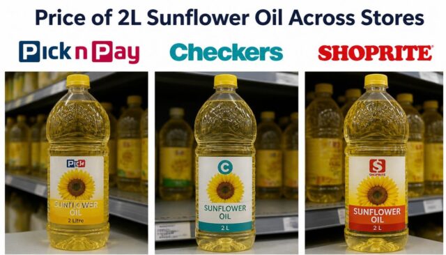 Price of 2L Sunflower Oil Across Stores (Pick n Pay, Checkers, Shoprite)