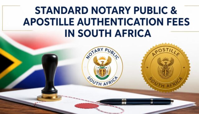 Standard Notary Public & Apostille Authentication Fees in South Africa Standard Notary Public & Apostille Authentication Fees in South Africa